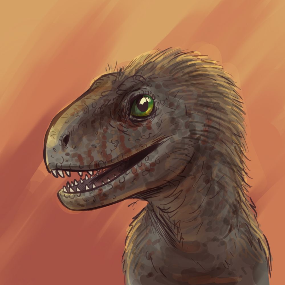 A digital drawing portrait of a Daemonosaurus