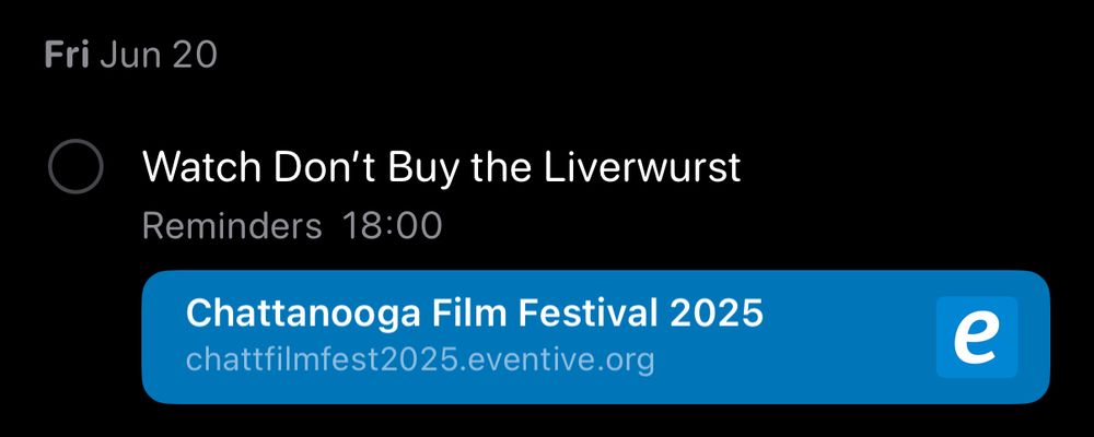 A screenshot showing a reminder being set for June 20. The text says “Watch Don’t Buy the Liverwurst”. 