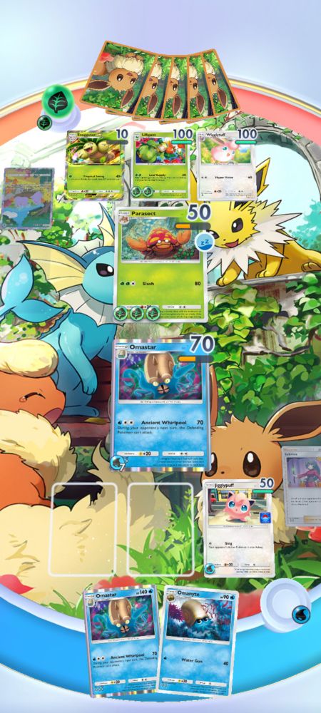 Omastar straight up destroys Parasect in a vicious display of coin flippery.