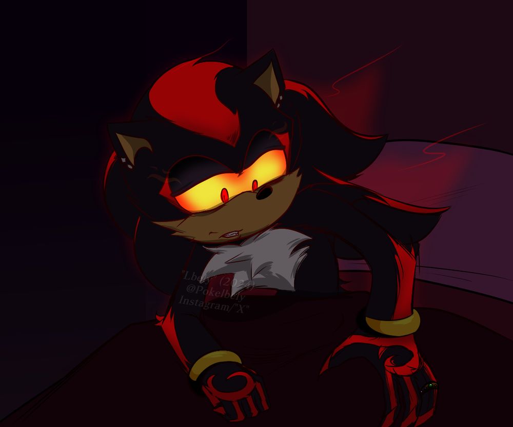 Shadow…calms down…and stops glowing.