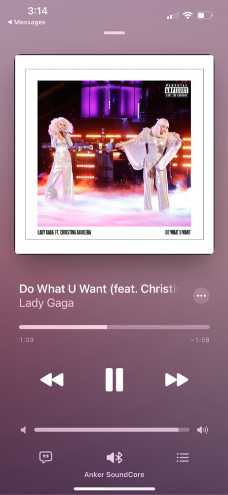 Screenshot of Apple Music playing Do What U Want (with Christina Aguilera). Which should replace the original version on streaming services in my opinion.
