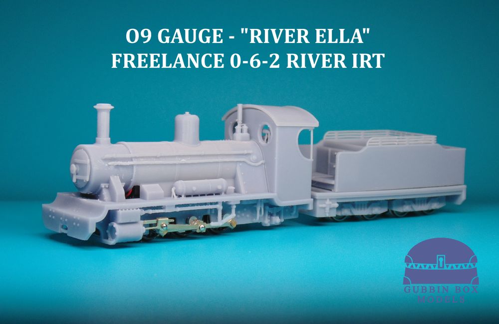 "River Ella" body kit, in printed resin, designed to fit the Graham Farish 08 chassis with RT Models etched motion. The kit is based on "River Irt", albeit a freelance take as a 0-6-2.