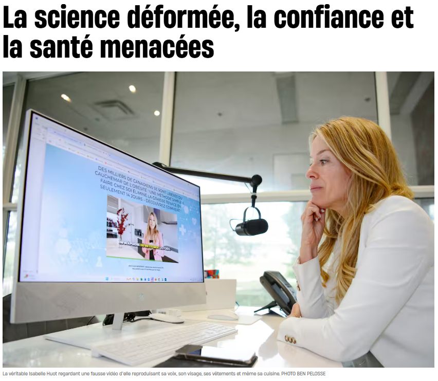 Plusieurs professionnel·les et scientifiques du Québec, dont le Dr Remi Rabasa-Lhoret à l’IRCM, ont uni leur voix dans une lettre ouverte pour dénoncer la désinformation engendrée par la prolifération de contenus hypertruqués (deepfakes) en ligne. Ces images ou vidéos frauduleuses exploitent leur nom, leur image ou leur voix sans leur consentement.

📖 Lire l’article : https://bit.ly/476UmVY