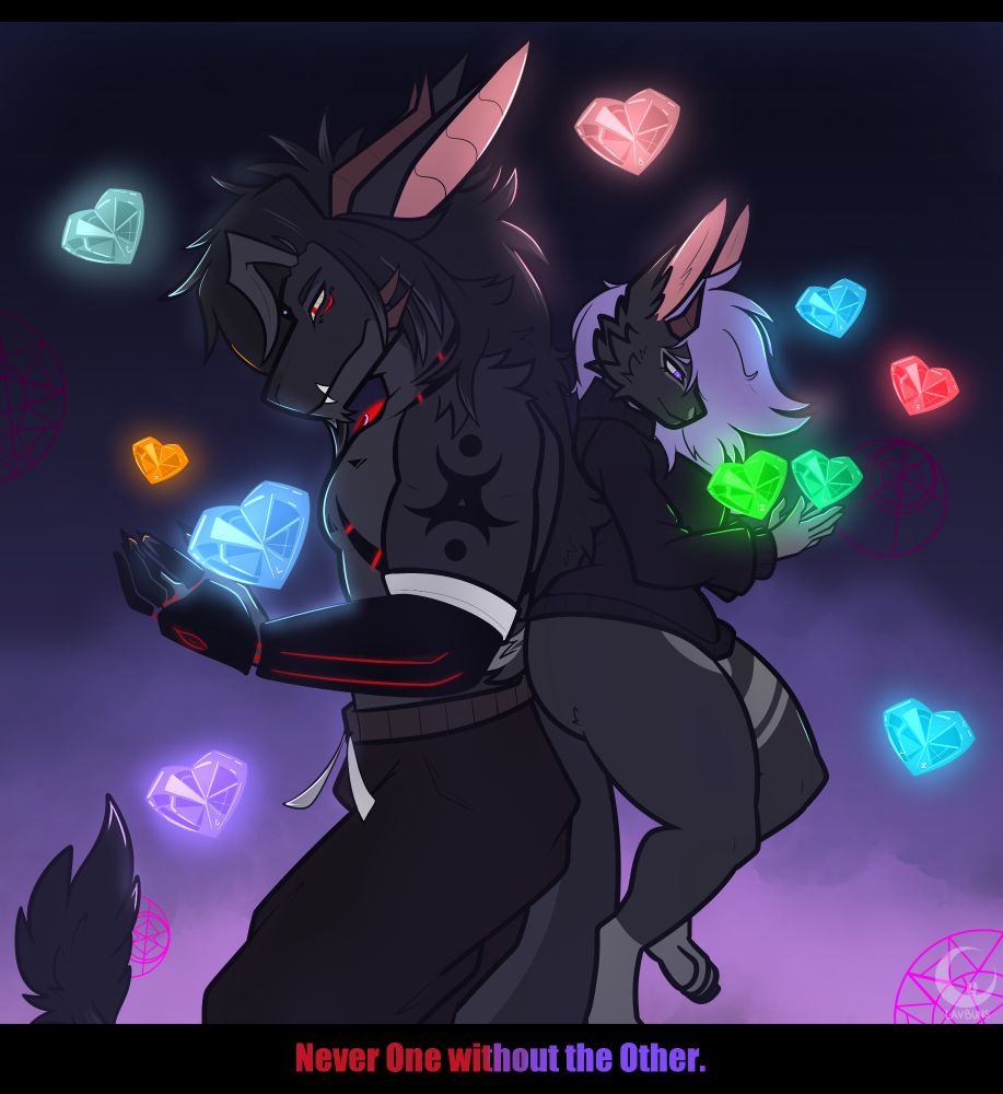 A drawing of my two sonas who represent me holding those who've been close to and love us dearly close to us.