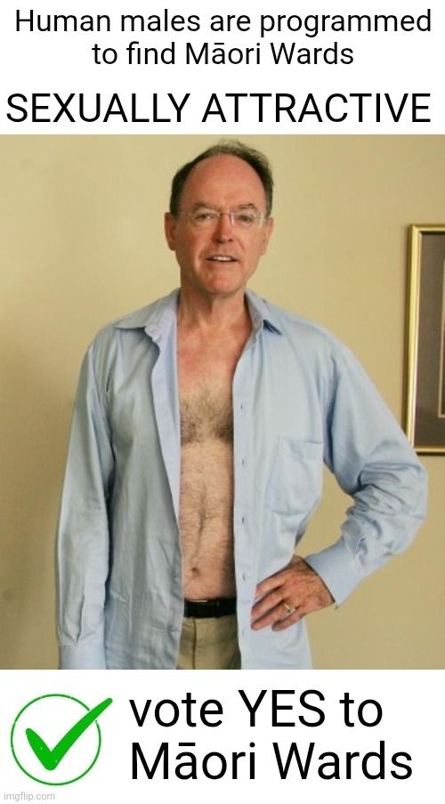 Don Brash in sexy mode, telling you to vote yes to keeping Māiri wards