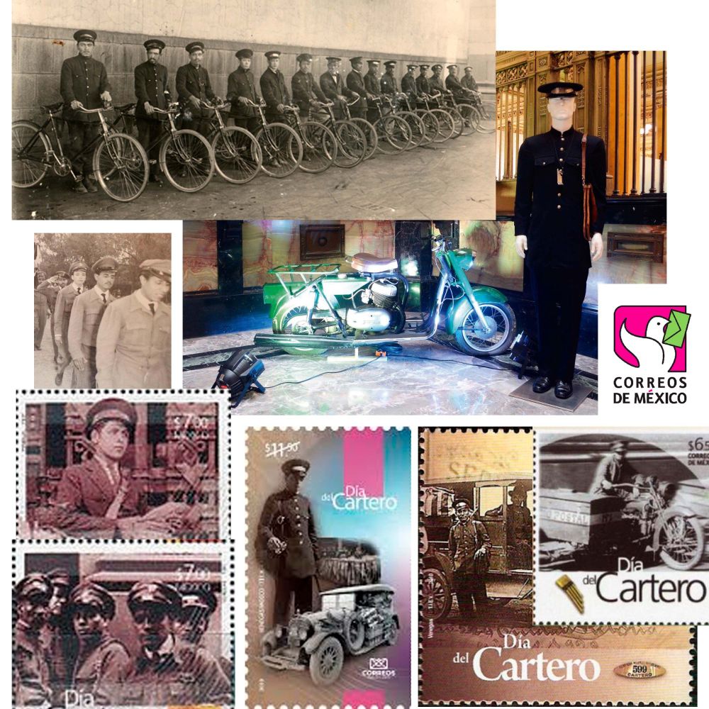 Reference images showing the uniforms worn by mexican postmen during the first half of the 20th century 