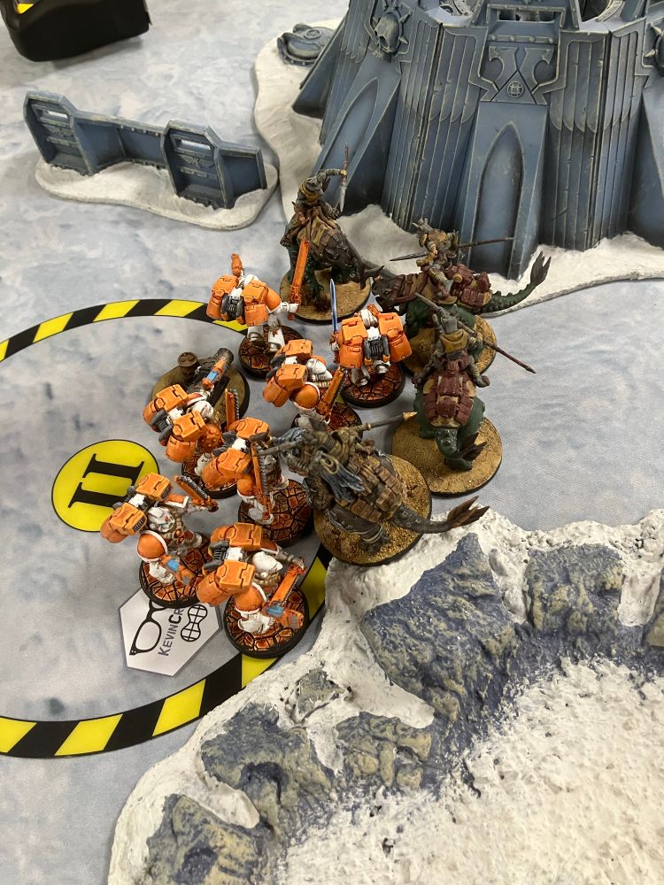 The jump pack Assault Brothers clash with the Jackal Beast Riders