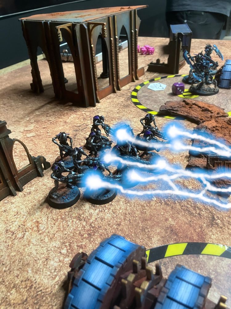 The Robot Warriors open fire at the DAO with a volley from their Reaper Rifles.