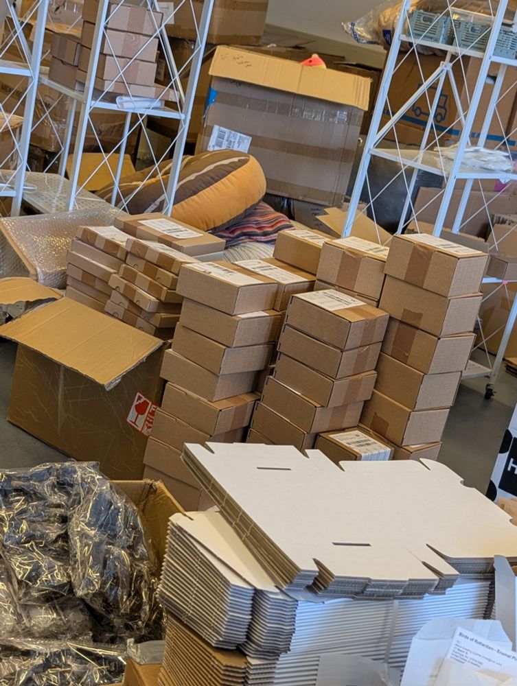 A photo of stacks of packages