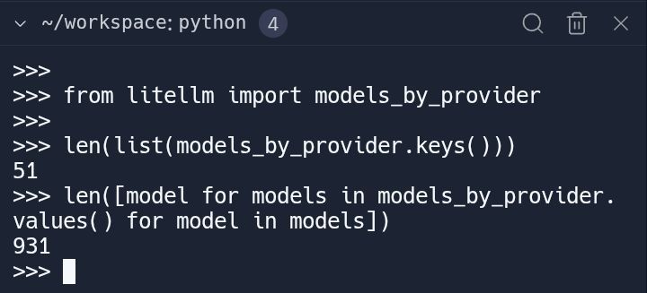 Listing the supported ai llm providers and its  models from litllm