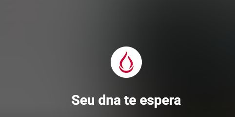 ad do youtube inclui uma logo em forma de gota vermelha contra um fundo branco e a frase Seu dna te espera