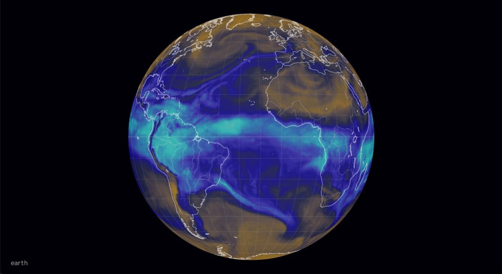 data visualization of total precipitable water over the Atlantic Ocean