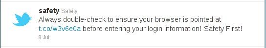 An actual, vintage tweet (circa 2010?) from Twitter Safety, auto-posted right after they switched to the t-co shortener, resulting in an anti-phishing tweet of 