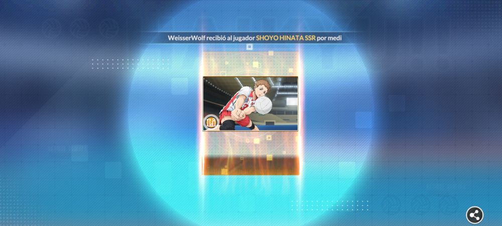 Screenshot of the Haikyu Fly High game: Morisuke Yaku (Libero)'s memory card.