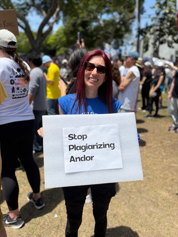 I’m holding a protest sign which reads “Stop Plagiarizing Andor”