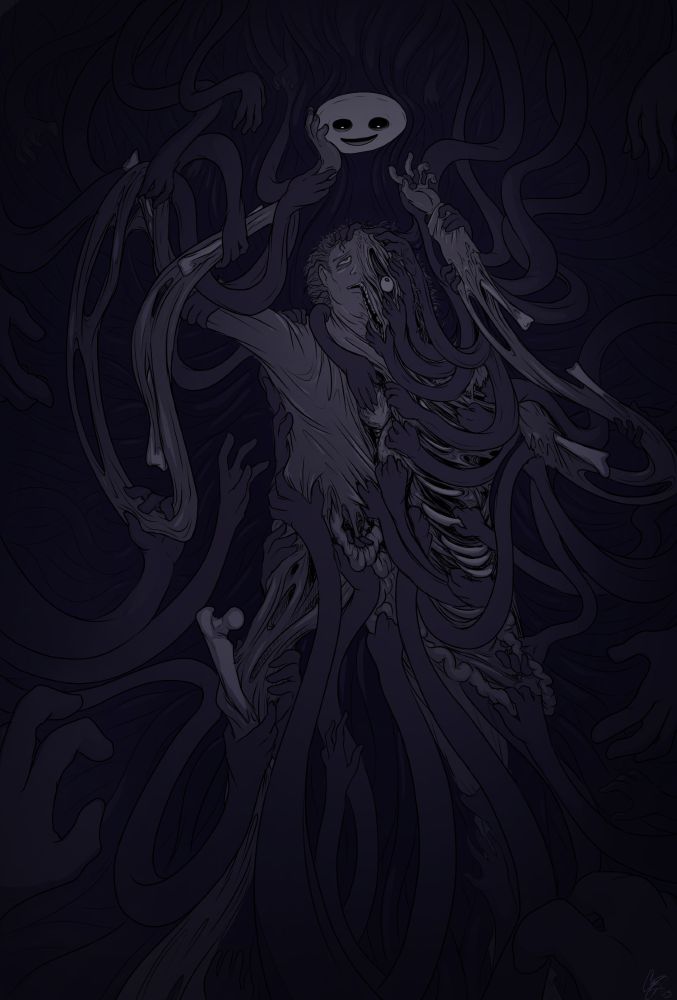 Sam being unraveled rather gruesomely by the Masked Shadow, as per the Game Over.
