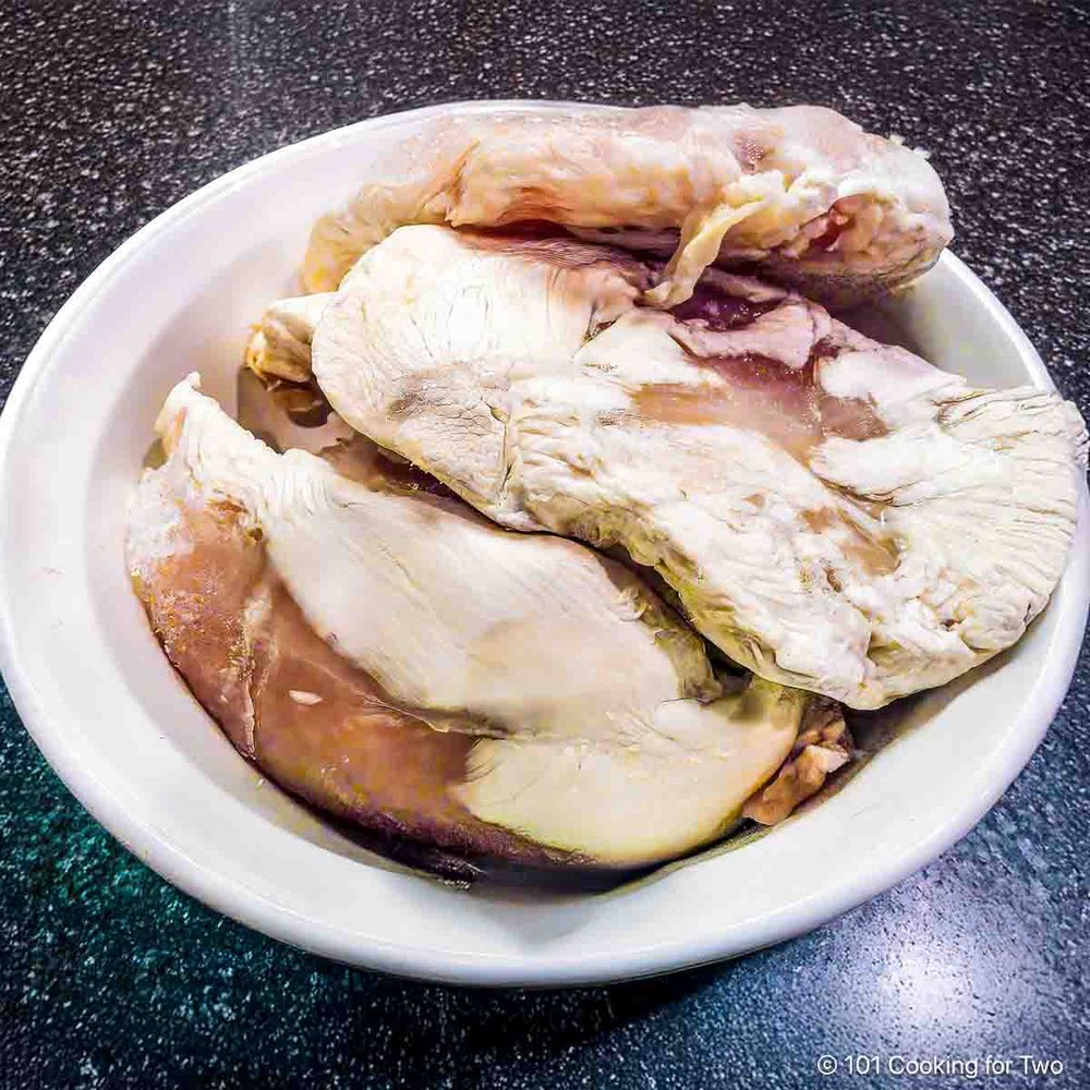 Chicken breast with freezer burn. 