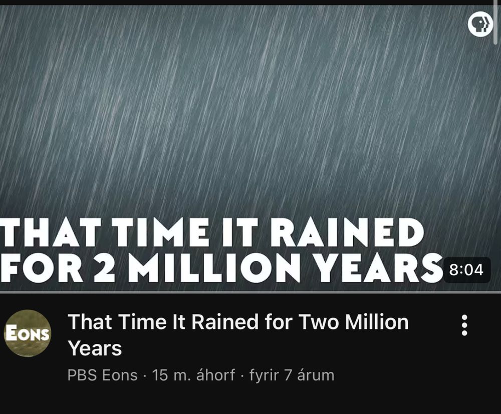 Screenshot av en youtube video från PBS Eons med titeln: That time it rained for two million years