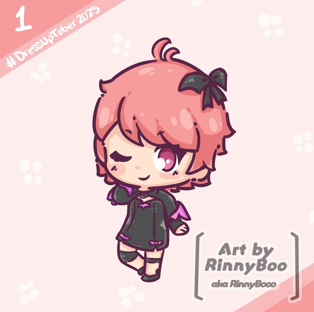 OC Alice winking and wearing one of the outfits from dressuptober2025 by unknownspy