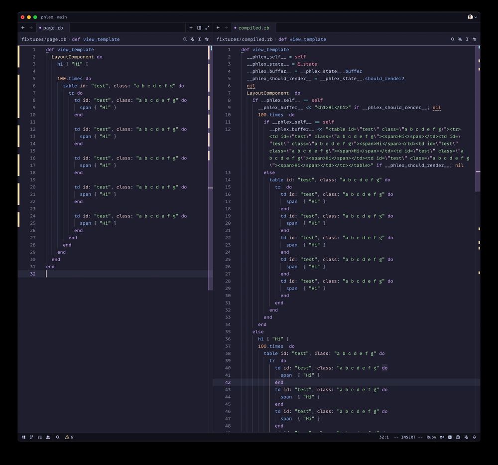 On the right is the code generated by compiling the code on the left.