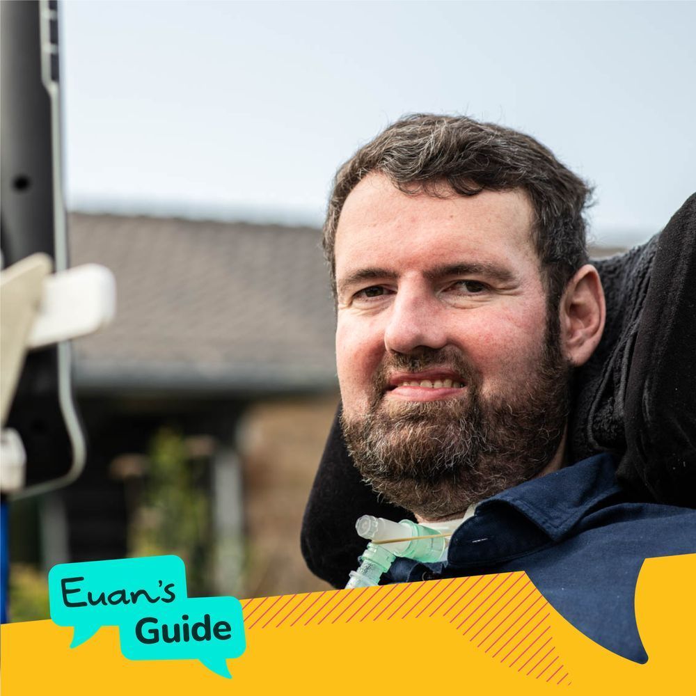 A photograph of Euan MacDonald MBE with the new Euan's Guide logo and branding