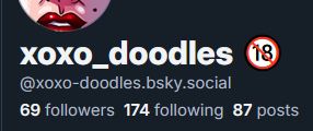 cropped screenshot of this user's profile including the number of followers (it's 69 btw lol)