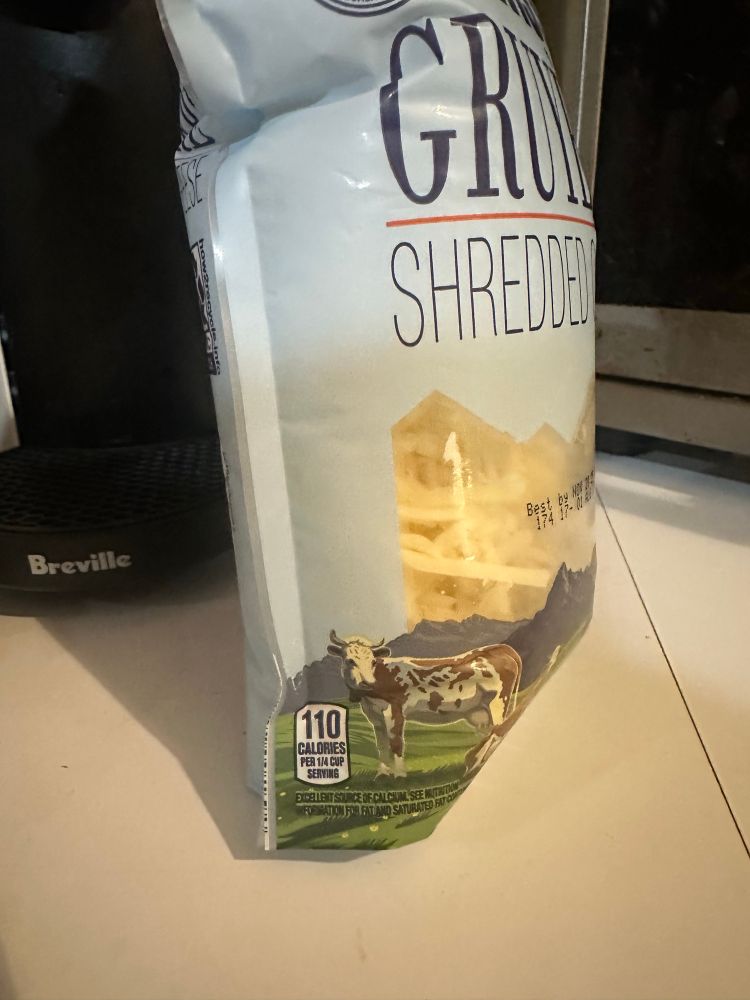 a side view of the same bag of cheese, just to emphasize its physique. I’ll note it has been stored appropriately since purchase 🙁