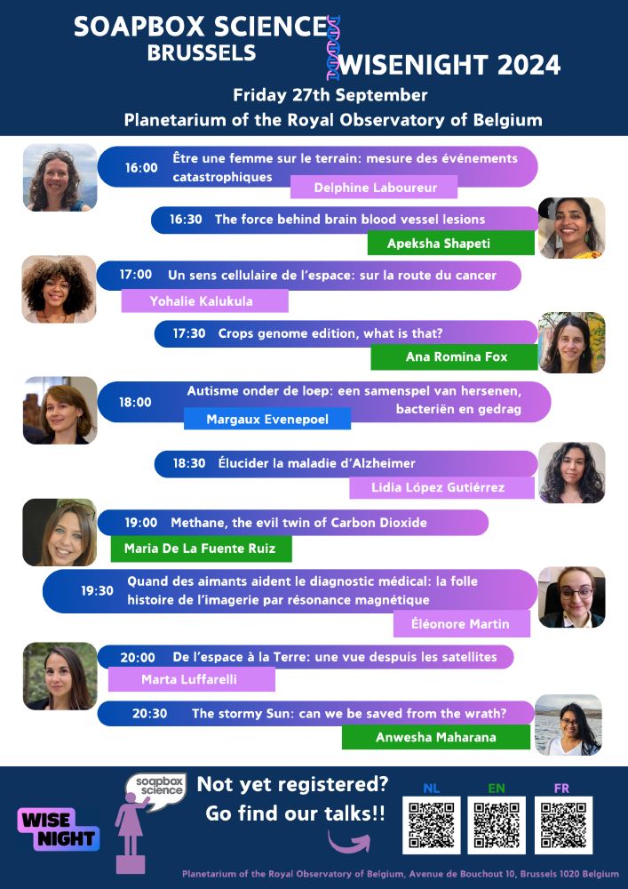 Programme de Soapbox Science Brussels durant le WiseNight 2024