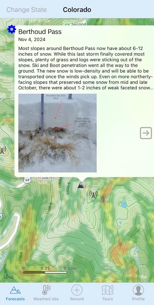 Avalanche reports and field observations from CAIC, UAC, NWAC and other avalanche centers.