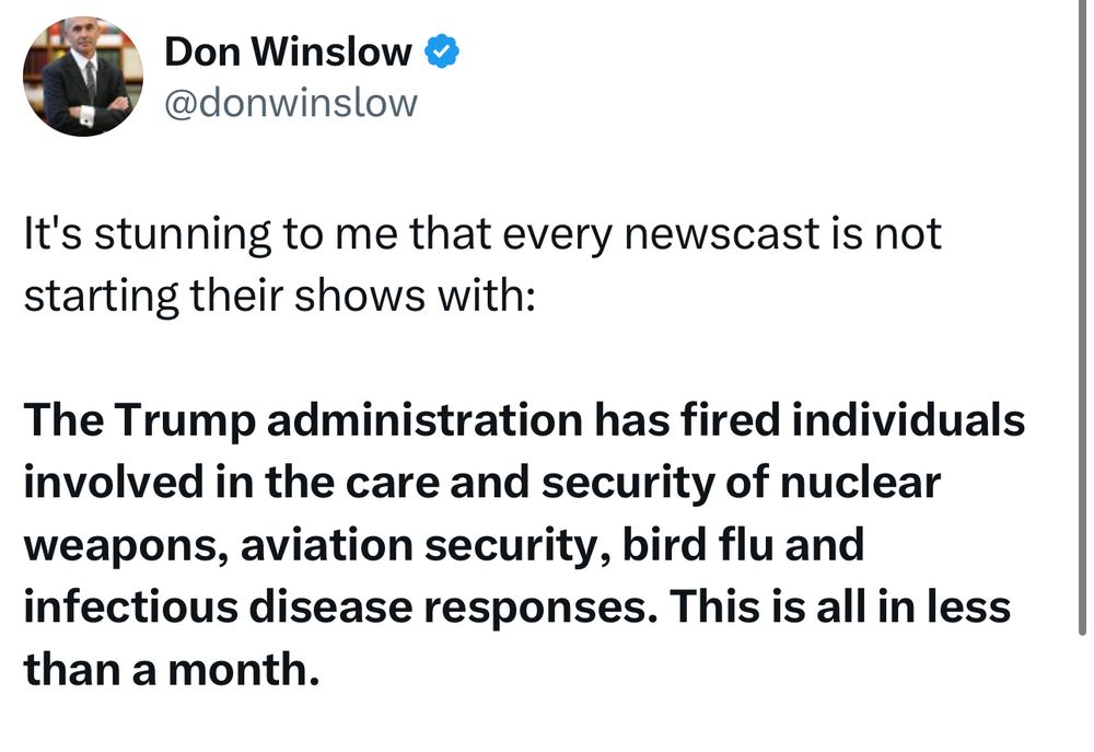 Tweet from Don Winslow  