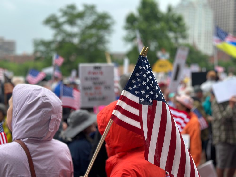 American flag - no kings day protest 