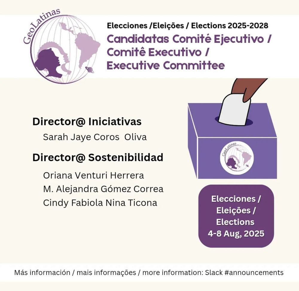 ENG - Candidates - Executive Committee
Candidates to Initiatives Director
- Sara Jaye Coros Oliva
Candidates to Sustainability Director:
- M. Alejandra Gomez Correa
- Oriana Venturi Herrera
- Cindy Fabiola Nina Ticona
Periodo de votaciones: Agosto 4 al 8
 Elections period: August 4 to 8
 Período de votação: 4 a 8 de agosto

Revisa tu correo - Check your email - Verifique seu e-mail