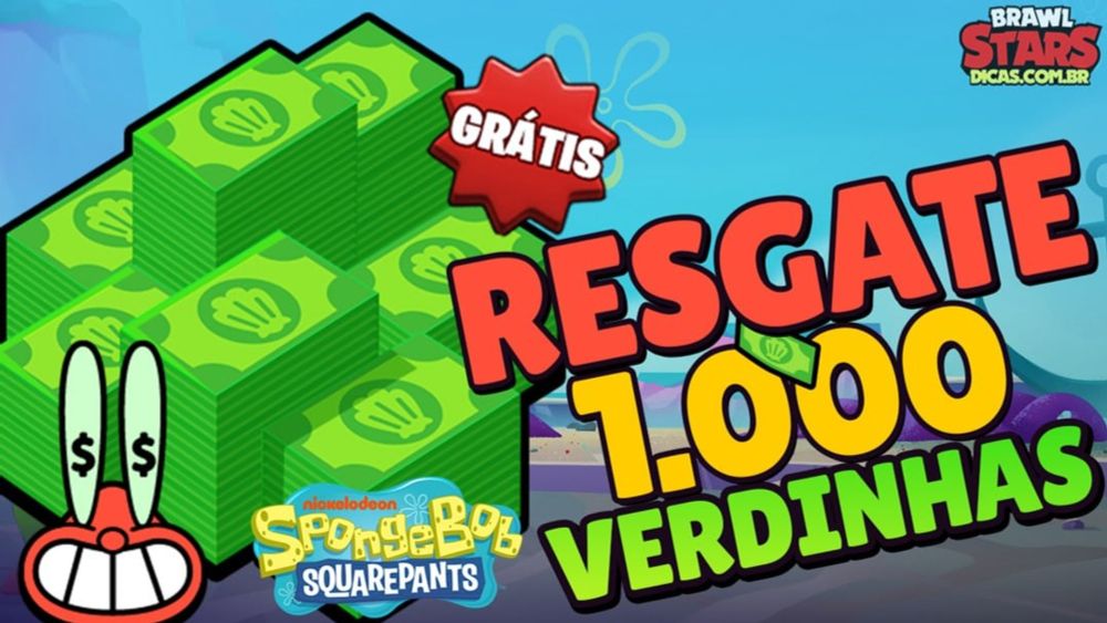 Link de Resgate para 1.000 Verdinhas no Evento do Bob Esponja! 🧽🌊 | Brawl Stars Dicas