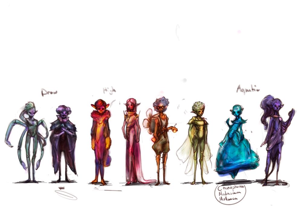 art of Dnd pixies and sprites, fey creature designs