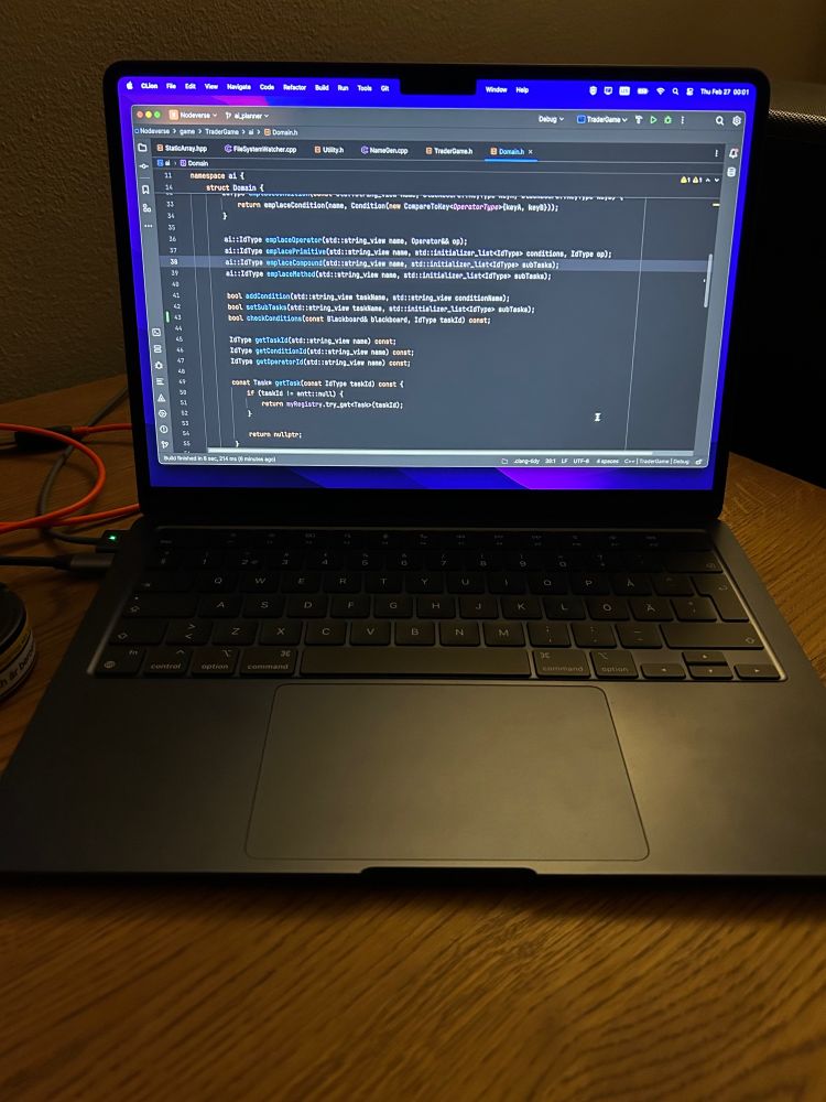 CLion IDE with C++ code on a MacBook Air