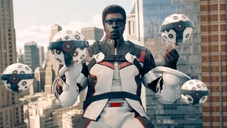 Mr Terrific in Superman (2025) shooting out his cool spherical robots.