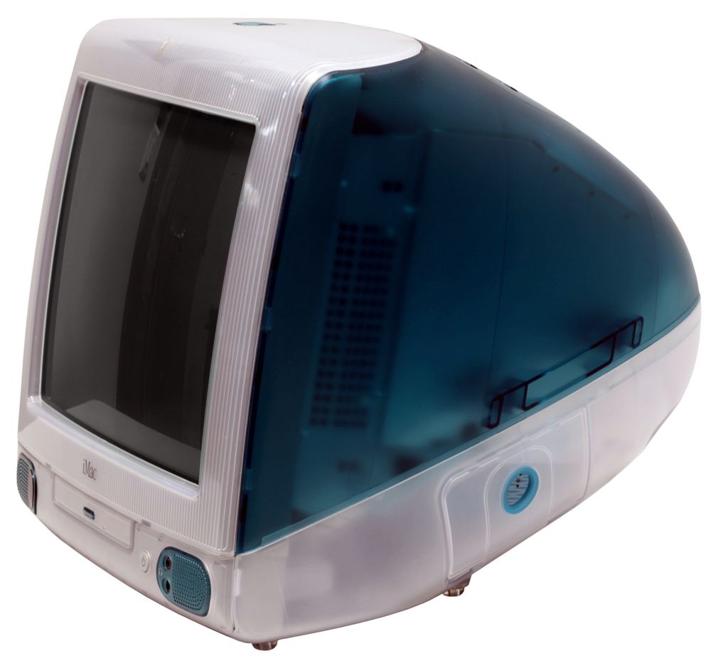 The default bluish-green iMac G3 model; it’s somewhat oblong like a all-in-one tv/vcr