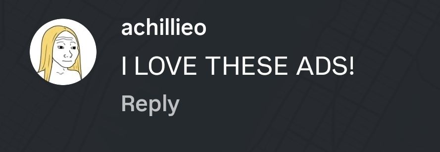 Pessoa usuária @achilllieo no Instagram adicionou um comentou no story de anúncio do @journalclu.io. O comentário é: "I LOVE THIS ADS!"