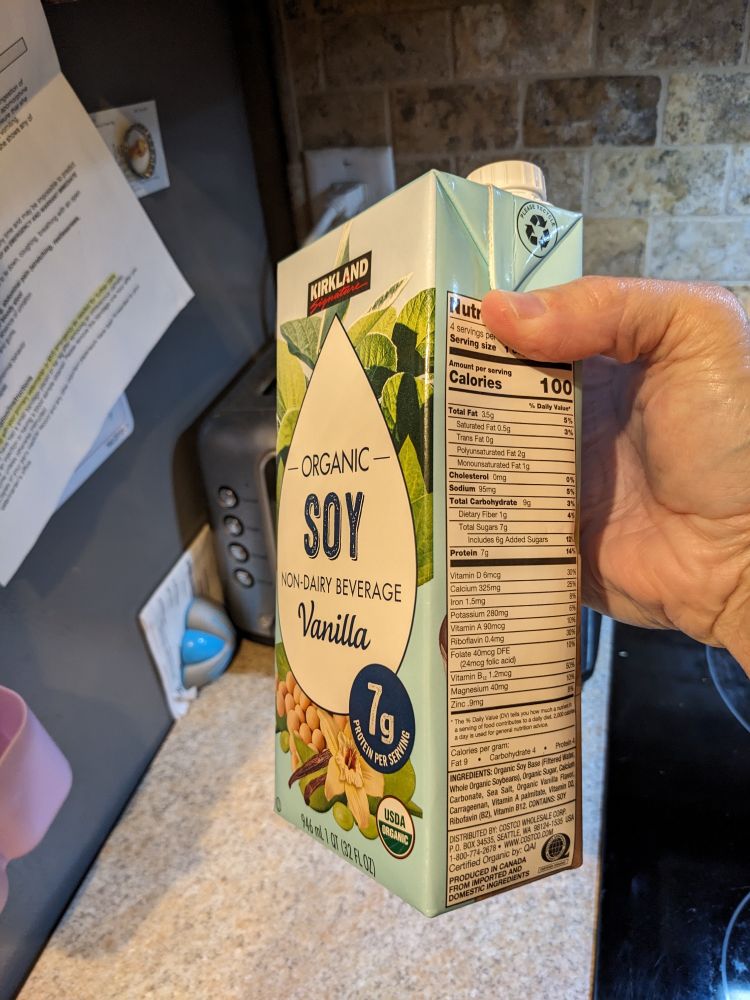 RIP Kirkland soy milk. This is our last container.