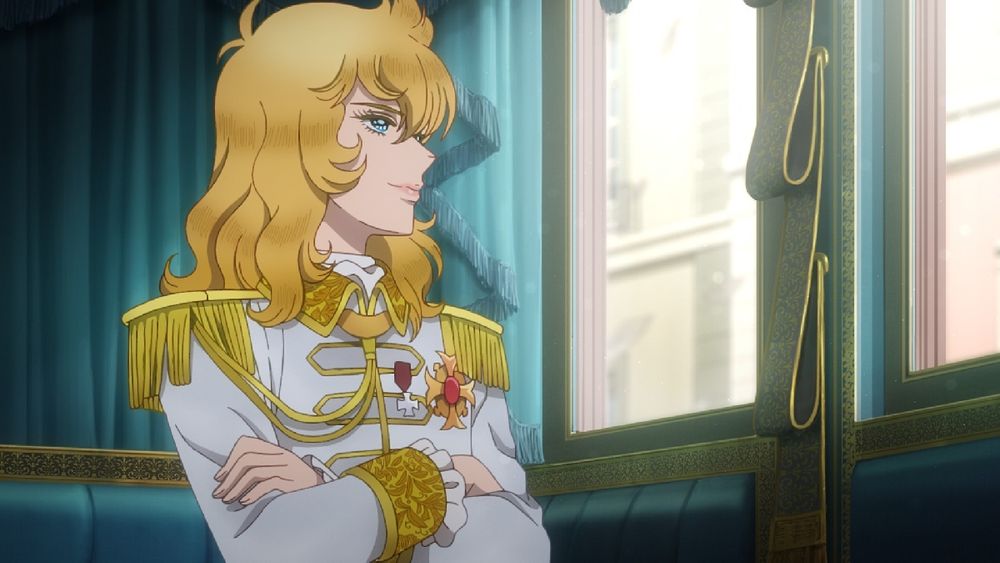 A stunning still from The Rose of Versailles featuring Oscar François de Jarjayes