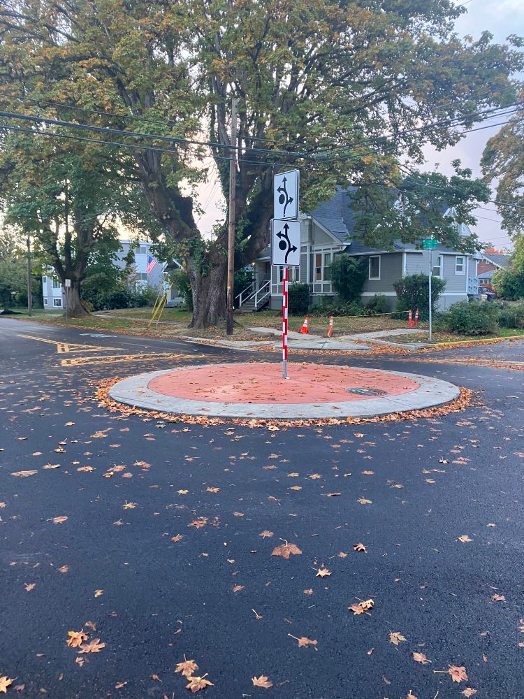 Photo of New Traffic circle built at the intersection of the two bikeways at Tyler and 11th