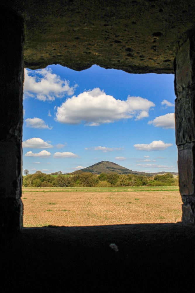 A view of The Wrekin, an ancient hill fort.
This view has been captured from inside a WWII pill box located in Cressage, Shropshire