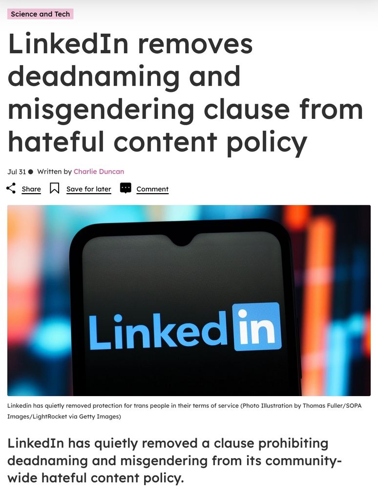Het artikel van The Pink News over de gewijzigde voorwaarden.