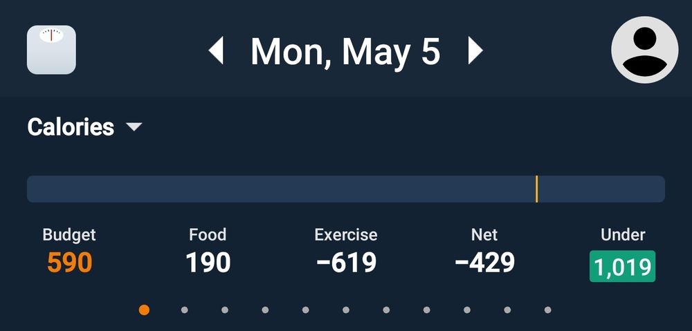 Weight loss app saying a net calorie count of -429.