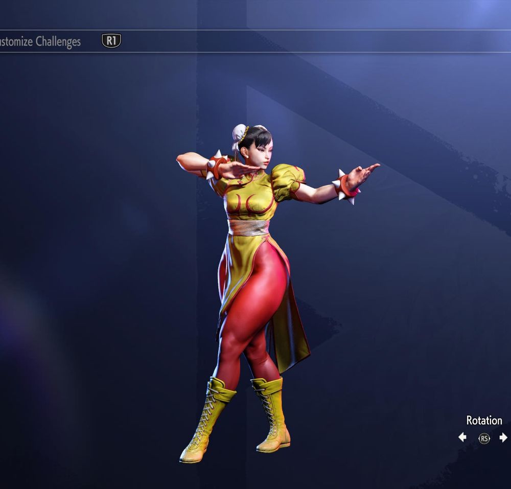 Chun-Li in a McDonald's colored outfit 