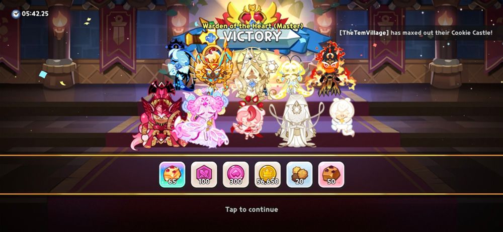 Cookie Run: Kingdom - Eternal Sugar master mode victory screen