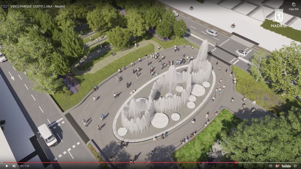 Momento del vídeo de presentación del proyecto en el que se ve, en un lateral, dos carriles para coches y, en el otro lateral, dos carriles para coche, un carril bus y un carril para bicicletas.