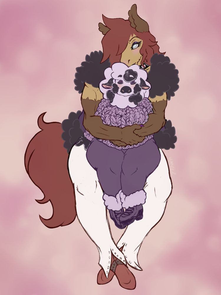 OCs: horse and sheep cuddling