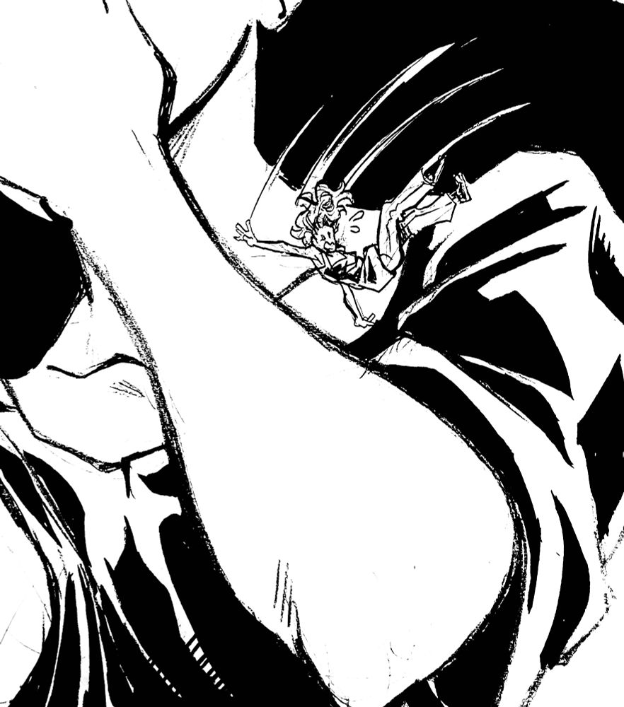 Falling into the rim of Ed’s shirt.