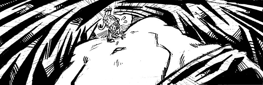 And down inside his shirt.